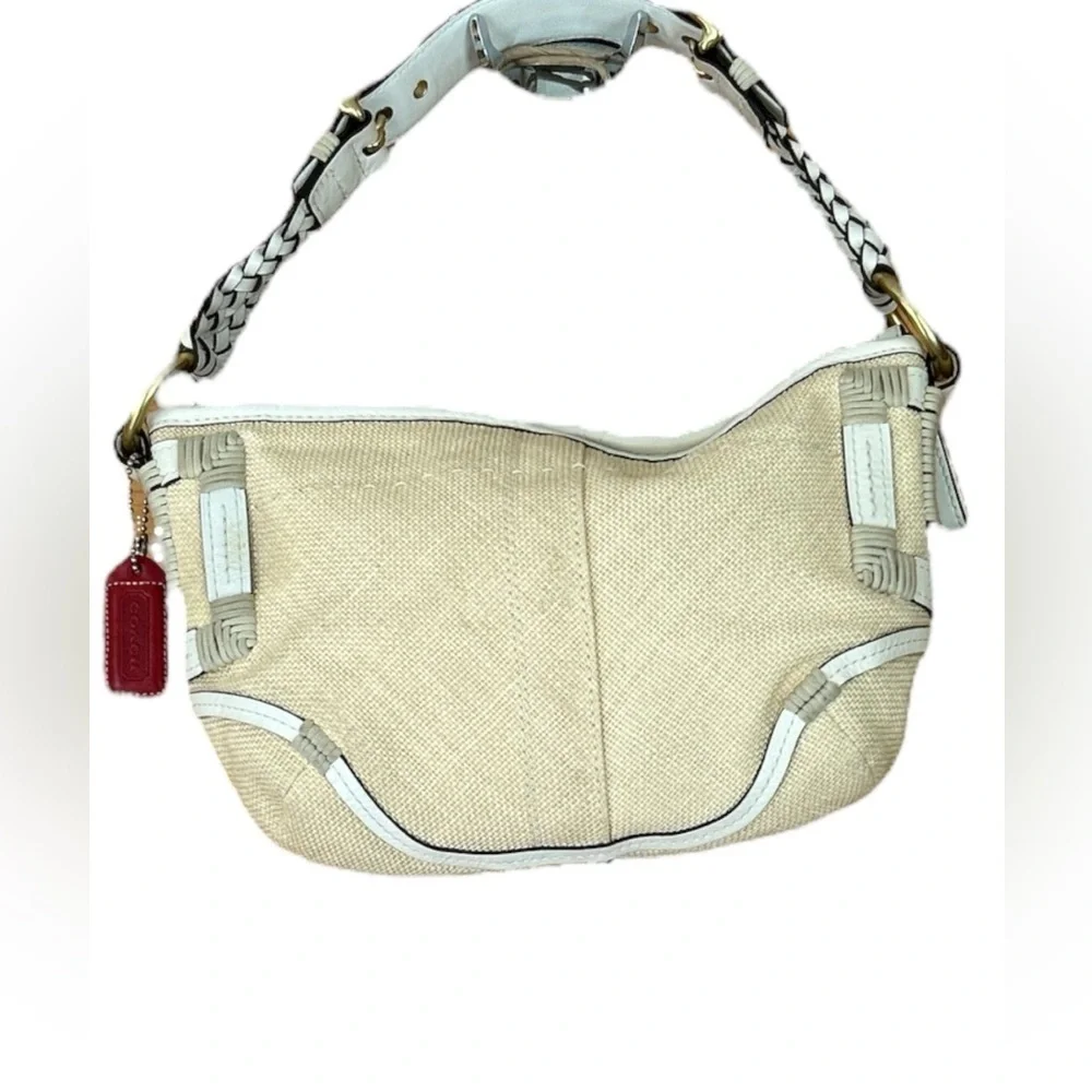 Coach 2005 Y2K Straw & Leather Hobo Bag | Woven Natural Shoulder Purse Iconic